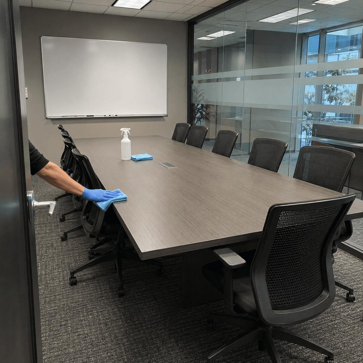 Conference room reset after office cleaning service